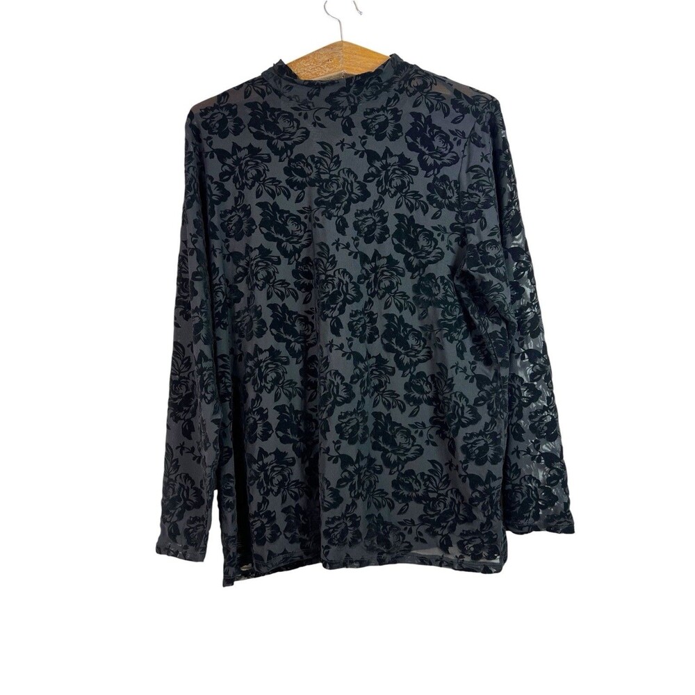 Torrid Flocked Mesh Floral Mock Neck Long Sleeve Shirt Size 2 Whimsigoth Grunge